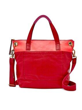 Fossil Leather Keely Tote Red Multi Crossbody Shoulder Bag